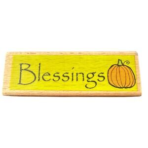 Studio G Blessings With Pumpkin Rubber Stamp NEW